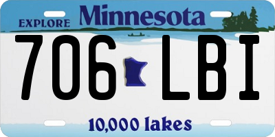 MN license plate 706LBI