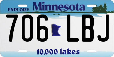 MN license plate 706LBJ
