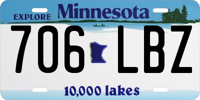 MN license plate 706LBZ