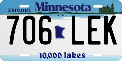 MN license plate 706LEK