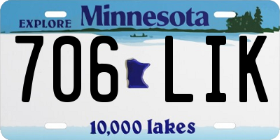 MN license plate 706LIK