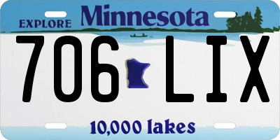 MN license plate 706LIX