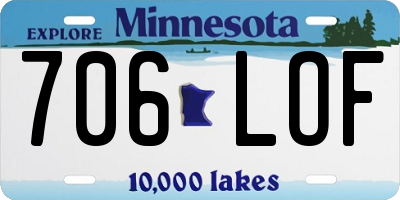 MN license plate 706LOF