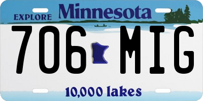 MN license plate 706MIG