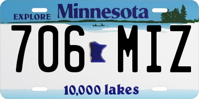 MN license plate 706MIZ