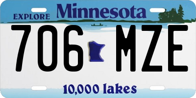 MN license plate 706MZE