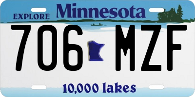 MN license plate 706MZF