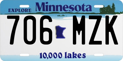 MN license plate 706MZK