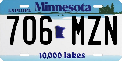 MN license plate 706MZN