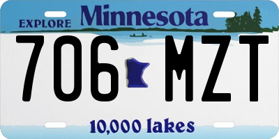 MN license plate 706MZT