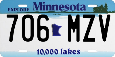 MN license plate 706MZV