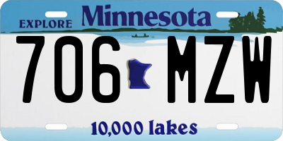 MN license plate 706MZW