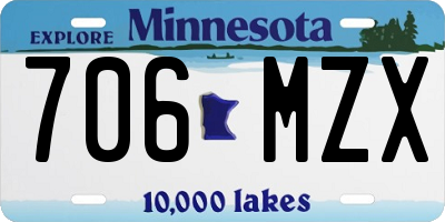 MN license plate 706MZX