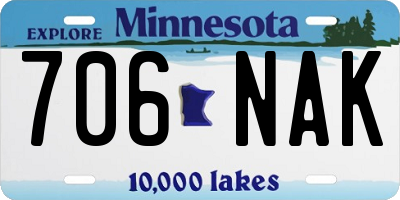 MN license plate 706NAK