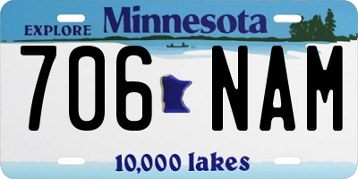 MN license plate 706NAM
