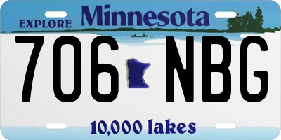 MN license plate 706NBG