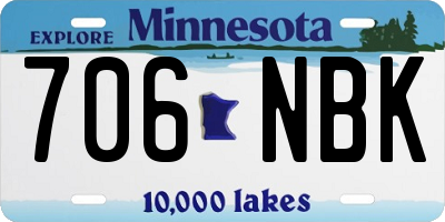MN license plate 706NBK