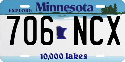 MN license plate 706NCX