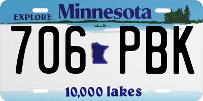 MN license plate 706PBK