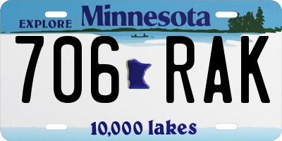 MN license plate 706RAK