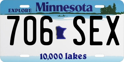 MN license plate 706SEX