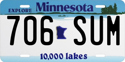 MN license plate 706SUM