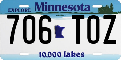 MN license plate 706TOZ