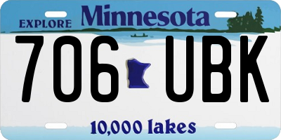MN license plate 706UBK