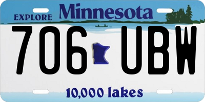 MN license plate 706UBW