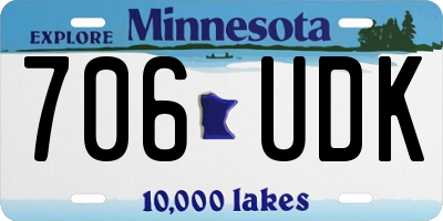 MN license plate 706UDK