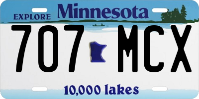 MN license plate 707MCX