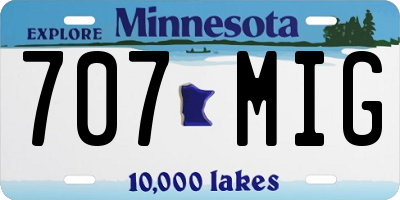 MN license plate 707MIG