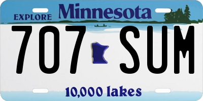 MN license plate 707SUM