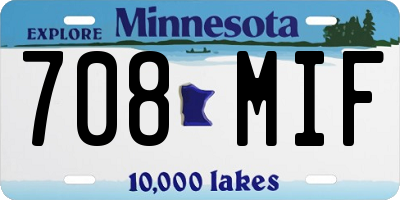 MN license plate 708MIF