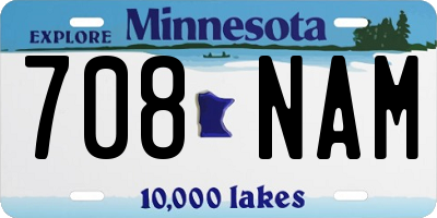 MN license plate 708NAM