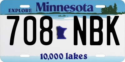 MN license plate 708NBK