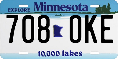MN license plate 708OKE