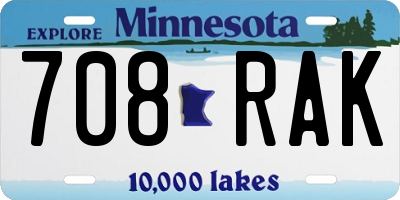 MN license plate 708RAK