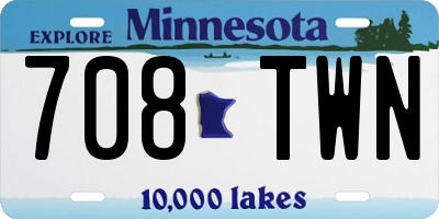 MN license plate 708TWN