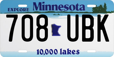 MN license plate 708UBK