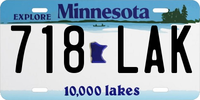 MN license plate 718LAK