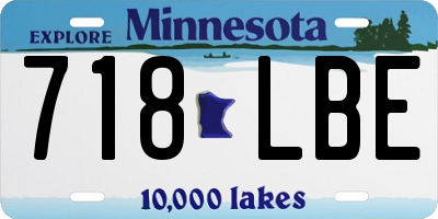 MN license plate 718LBE