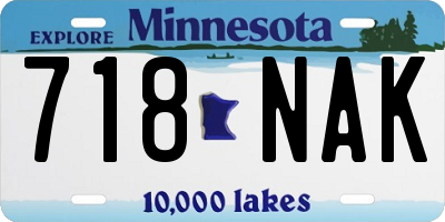 MN license plate 718NAK