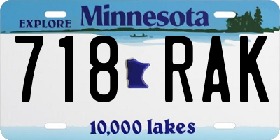 MN license plate 718RAK