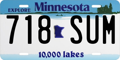 MN license plate 718SUM