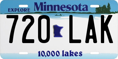 MN license plate 720LAK