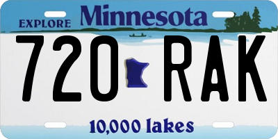 MN license plate 720RAK