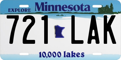 MN license plate 721LAK