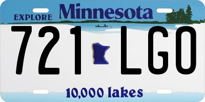MN license plate 721LGO