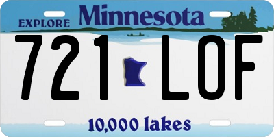 MN license plate 721LOF